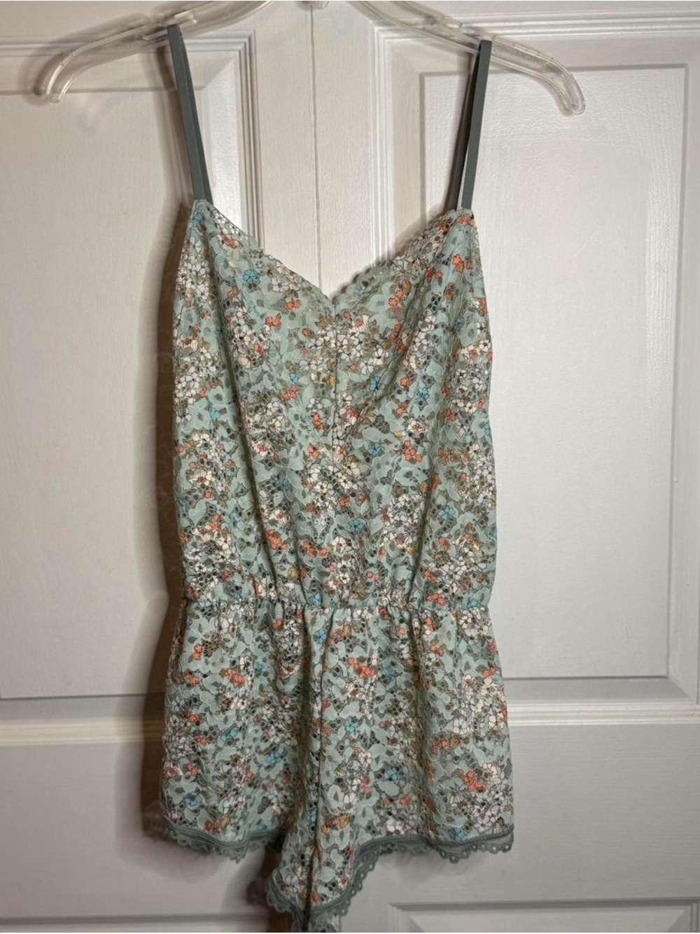 Victoria's Secret Mint Floral Lace Trim Romper- NWT
